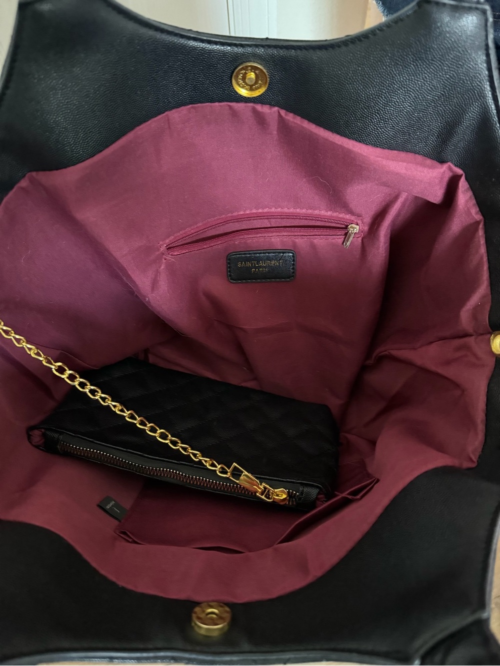Quilted Black faux Leather Tote with Gold Monogram - Picture 4 of 4